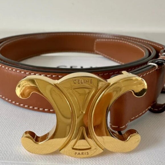 Celine Brown Belt with Gold Buckle NEW unworn main image 5
